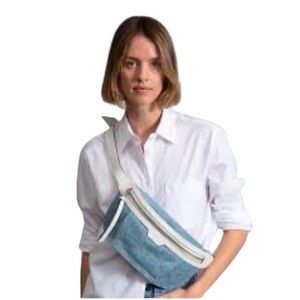 Rag & Bone Commuter Denim Belt Bag Fanny Pack. EUC Faux Leather. Size 12” x 7.5”